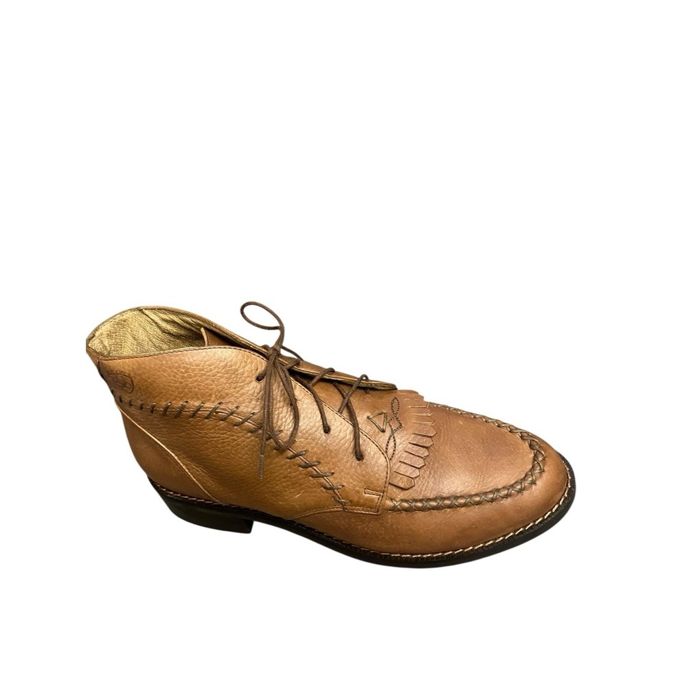 Ariat Leather Kiltie Festival Western Ankle Boots Made In Brazil Moc Toe‎ Tan 8 - Picture 14 of 16
